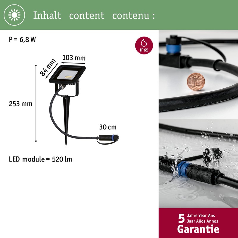 Paulmann Plug & Shine 94574 LED Outdoor Light Garden Spotlight
