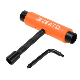 Zeato [Upgrade Version] All-In-One Skate Tools Multi-function Portable Skateboard T Tool Accessory with T-type Allen Key and L-type Phillips Head Wrench Screwdriver - Orange