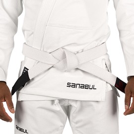 Sanabul BJJ Belt for Men & Women Brazilian Jiu Jitsu Belt with Ranking Stripes Sleeve Bar Kids Jiu Jitsu Gi Competition Approved - White, K2
