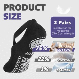 JSMTKJ 2 Pairs of Non-Slip Yoga Pilates Socks for Women, High-Quality Non-Slip Socks with Stopper Socks Design for Sports, Ballet, Dance Socks and Barefoot (35-40)