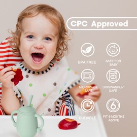 Cuddle Campus Pack of 2 Silicone Baby Training Cup, Shatterproof Toddler Sippy Cups with Straw, Open Cup for Baby, 6+ Months 4 Oz, Boothbay