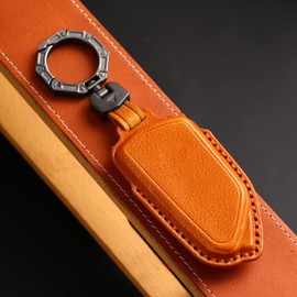 ontto Car Key Case Fits VW Golf 8 MK8 ID.3 ID.4 Seat Leon MK4 Tarraco Skoda Octavia Enyaq Keyless Key Case Leather Key Protector Case for Remote Control Key Fob Brown