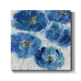 Wexford Home Square Premium Gallery Wrapped Canvas Flower Multicolor Wall Art Abstract Floral Romance Modern Pictures Print for Home Office, Ready to Hang, blue floral fleck, 16x16