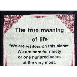 DALAI LAMA QUOTES ~ Cotton Canvas Scroll ~ "The True Meaning of Life" ~ Natural White Color