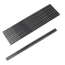 SHARECOOK Chopsticks set, 18/10 Stainless Steel Metal Korean Chopsticks, 9.45 Inches Reusable Chopsticks for Dinner, Easy to Hold (5 Pairs, Black)