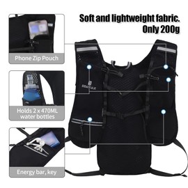BBAIYULE®Lightweight Running Vest Backpack(Only backpack without bladder),Outdoor Sports Trail Racing Marathon Country Running Hiking Climbing Cycling,Reflective Hydration Vest for Women & Men