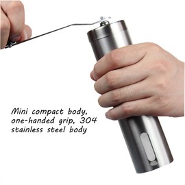 Manual Coffee Grinder Conical Ceramic Burr Mill Portable Stainless Steel Hand Burr Coffee Bean Grinder Adjustable Grinding for Drip Coffee French Press Turkish Brew Home Travel Office