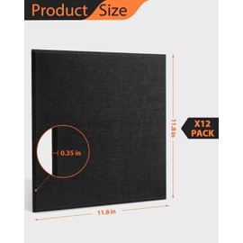 Cork Board 12 Pack 11.8x11.8 Inches Black Felt Bulletin Board Tiles with Adhesive Backing, Customizable Office/Home/Classroom Wall Organizer for Photos, Notes, Memos