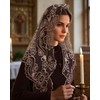 Bozidol Black Gold Mantilla Triangular Embroidered Sacred Heart Camellia Veil