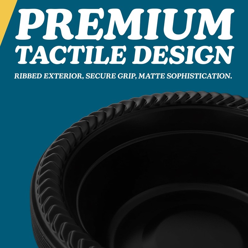 Cuisine Black Plastic Bowls - 12oz. (Pack of 100) Durable