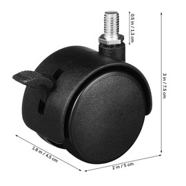 Cabilock Pack of 5 Screw Castors with Brake, Swivel Castors with Low Profile Wheel Wheels for Furniture, Ball Castors, Chair Castors, Hardwood Floor Castors for Furniture, Castors for Chair, PP Black