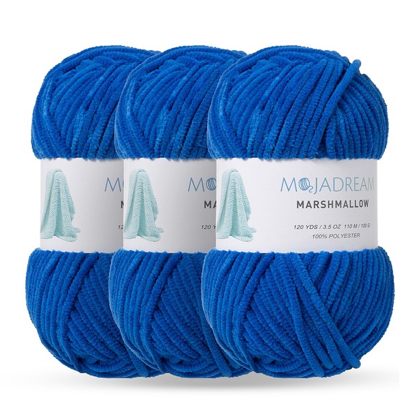 MOJADREAM Marshmallow Yarn 3PCS 3.5oz Soft Chenille Yarn for Amigurumi