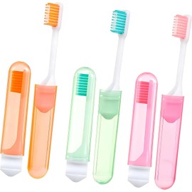 YOFAN 3-Pack Foldable Travel Toothbrush Set - Portable & Compact with Case, Assorted Colors