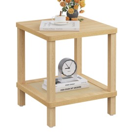 YAUKOMEL Large End Table,20 Inch Square Side Table,Coffee Table,Rattan Side Table,Boho Nightstand for Living Room,Bedroom,Rounded Corners,Easy Assembly Natural LET56Y