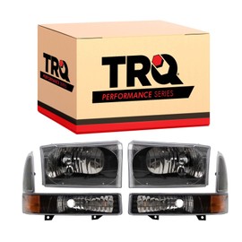 TRQ Performance Headlight w/Corner Light Pair Set RH Right Passenger LH Left Driver Compatible with 2000-2004 Excursion 1999-2004 F250 Super Duty Truck F350 Super Duty Truck 1999-2003 Ford F450 F550