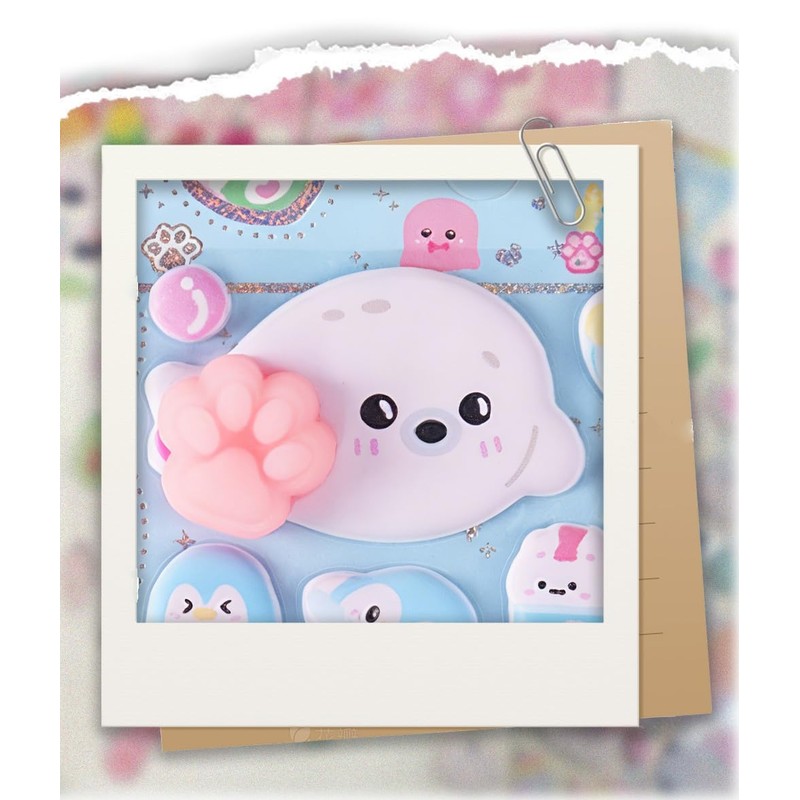 Paws Squishy Stickers, Set of 4, Cucumber Butt, Cute, Squishy,