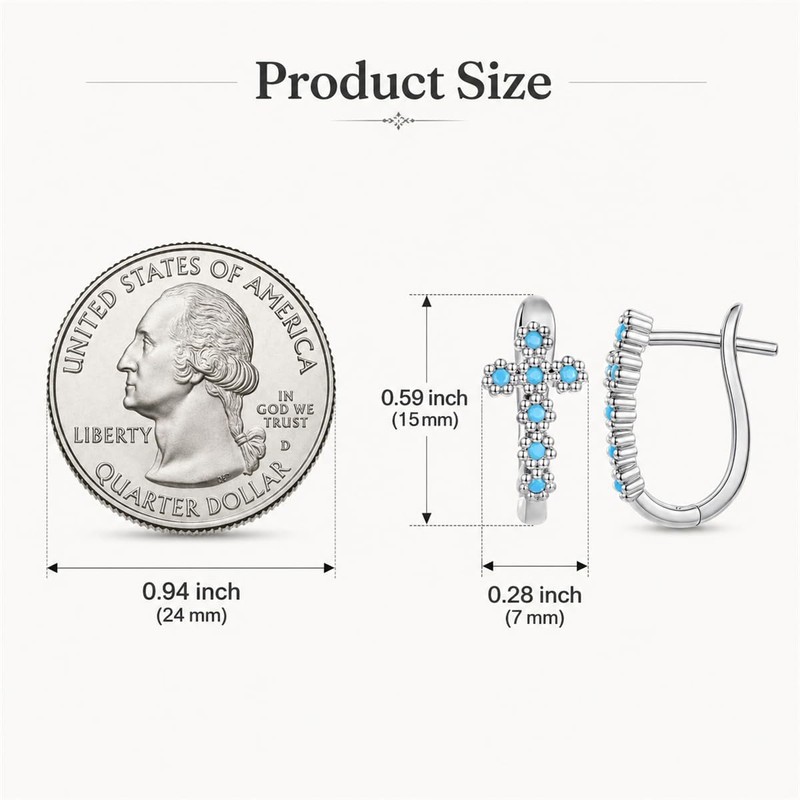 BABAMIA Turquoise Cross Hoop Earrings for Women Western Jewelry