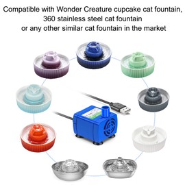 Wonder Creature Cat Fountain Pump for Cupcake and 360 Stainless Steel Fountains, Replacement Motor for Pet Water Fountain