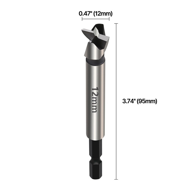 Vearter 12mm Forstner Drill Bit, High Carbon Steel Multi-Tooth Woodworking