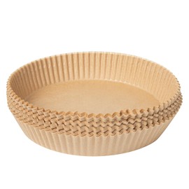 Restaurantware-Pastry Tek 8.1 x 8.1 x 1.8 Inch Air Fryer Liners, 100 Round Air Fryer Baskets - No-Stick Silicone Coating, Unbleached, Food-Grade Paper Liners, For Steamer, Microwave, Oven, Fry Pan