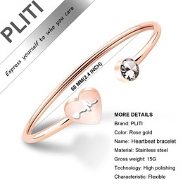 PLITI Nurse Jewelry Heartbeat Bracelet Stethoscope Nurse Gifts for Women (Hollow&crystal rosegold)