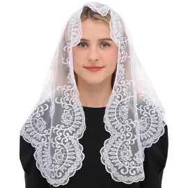 Spanish Mantilla White Women's Church Head Covering Veil Latin Catholic Mass Chapel Veil (White)