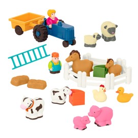 Battat – Farm Animal Play Set – 25 Animals, Fences, Farmers, Tractor, Trailer & More for Toddlers 18 Months+