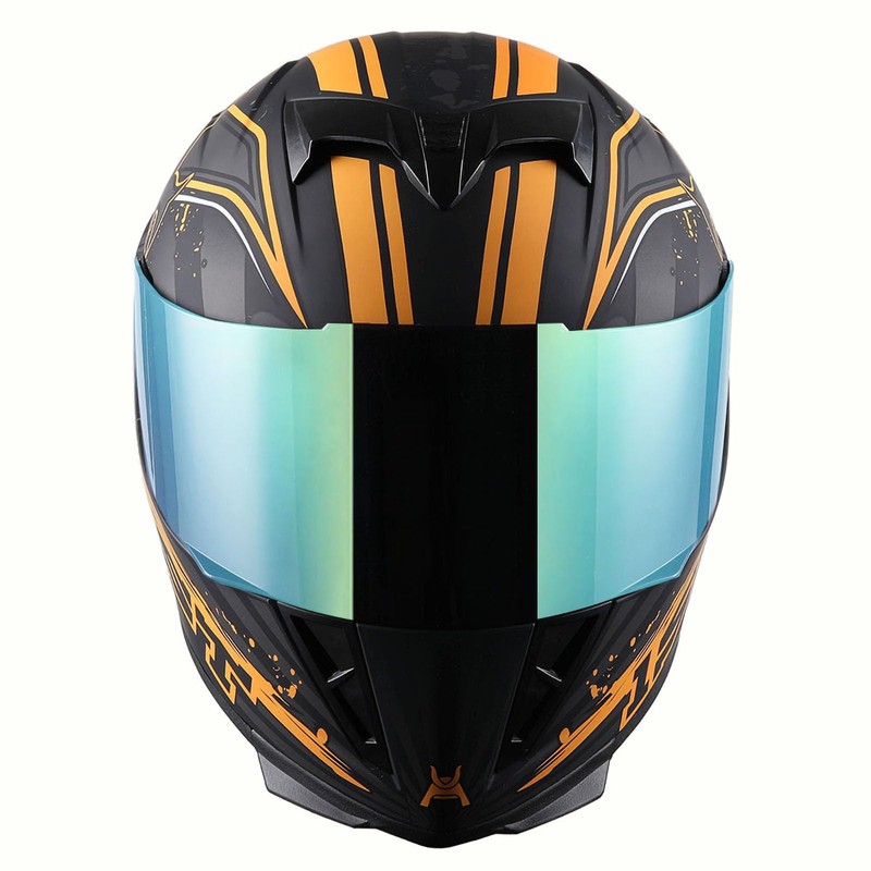1STorm Motorcycle Full Face Helmet Skull King Matt Orange+ One