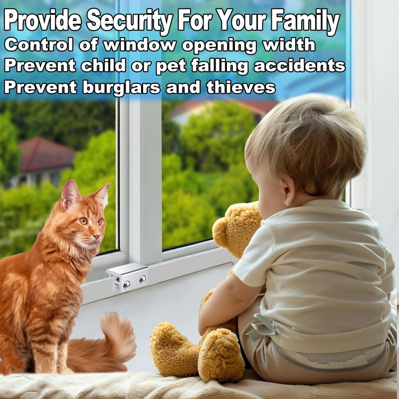 Window Locks,4 Sets Sliding Window Safety Locks with Key for