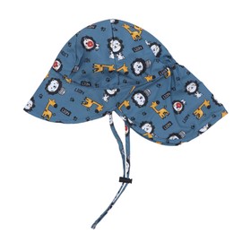 Baby Sun Hat with Neck Flap, Breathable Mesh UPF 50+ Sun Protection Cap Cute Cartoon Summer Beach Hat for Boys Girls Navy Blue