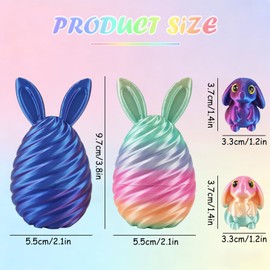 Easter Basket Stuffers Essentials - 2 PCS 3D Printed Bunny Egg Set with Mini Cute Rabbit Inside, Surprise 3D Printed Toys, Home Office Desk Decor, Easter Decorations Gifts for Teen