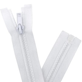 Sawoake 2PCS #5 45 Inch Separating Jacket Zippers for Sewing Coats Jacket Zipper White Molded Plastic Zippers Bulk Tailor DIY Sewing Tools for Garment/Bags/Home Textile