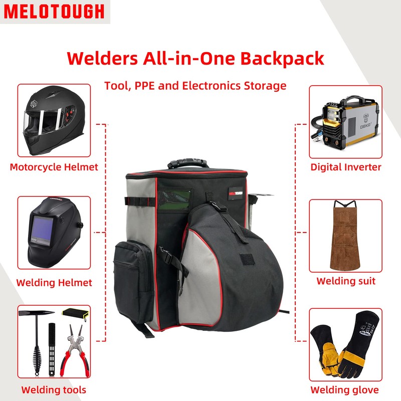 MELOTOUGH Welding Tool Backpack for Tools and Helmet Extreme Gear