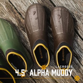 LaCrosse Alpha Muddy 4.5" Rubber Boots for Men Featuring Waterproof Rubber, Pull-On Design, and Eva Footbed, Brown - 10 M