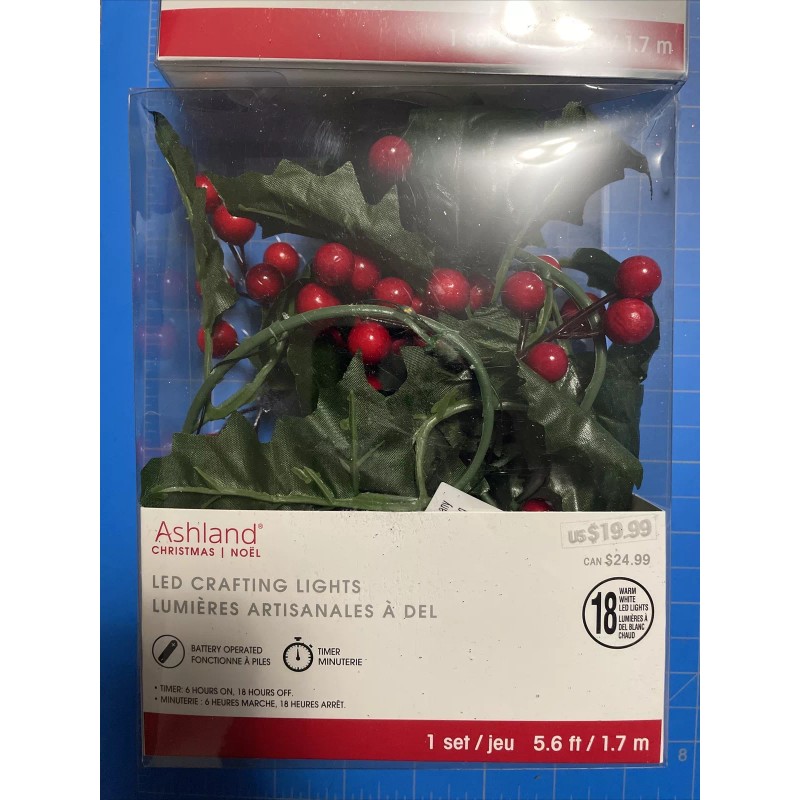 Ashland 5ft LED Holly Red Berry Christmas Crafting Lights Lot