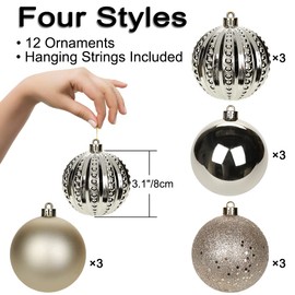 8 cm Christmas Decoration Christmas Baubles, 16 Pieces Shatterproof Christmas Tree Baubles Ornaments Christmas Tree Decoration Baubles
