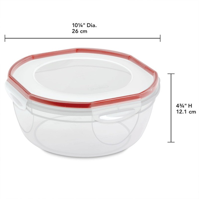 Sterilite Ultra-Seal 4.7 Qt Bowl, Large Airtight Food Storage Container,