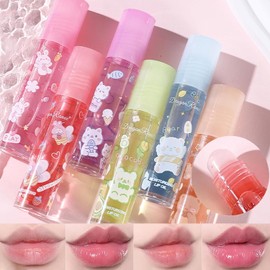 6 Piece Roll-On Lip Gloss Set, Colourless Lip Gloss Transparent, Fruity Moisturising Lip Oil, for Children, Teenagers, Non-Toxic Children Gift Party