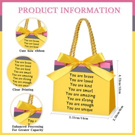 Kolldenn Back to School Gift Bags with Handle Teacher Appreciation Gift Bags Bulk Inspirational Welcome Paper Goodie Candy Boxes with Ribbon for Teacher School Classroom Party Favors(24 Pcs)