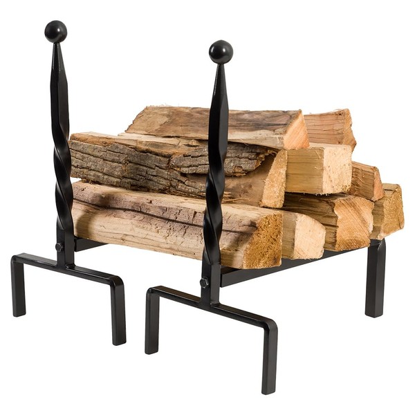 Modern Ember Bowmore Andirons in Black - Set of 2