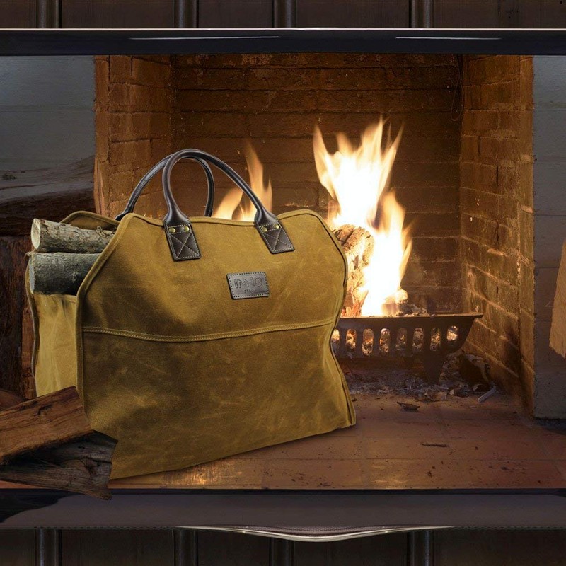 INNO STAGE Heavy Duty Wax Canvas Log Carrier Tote,Large Fire