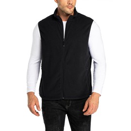 33,000ft Men's Fleece Vest, Lightweight Warm Zip Up Polar Vests Outerwear with Zipper Pockets, Sleeveless Jacket for Winter