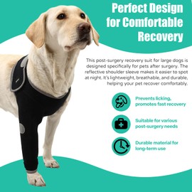 Kercynar Dog Recovery Sleeves, Cone Collar Alternative, Reflective Material Design Abrasion Resistant Dog Recovery Suit, Washable 3mm Thick and Waterproof, Pets Sleeve Anti Licking Wounds and Keep Dry