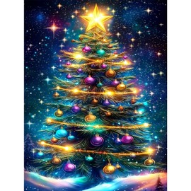 Lxmsja 5D Diamond Painting Christmas, Diamond Painting Christmas Tree Adults, Diamond Painting Pictures, Full DIY Diamond Art Painting Embroidery Set, Cross Stitch Pictures, Home Wall Decor, 30 x 40