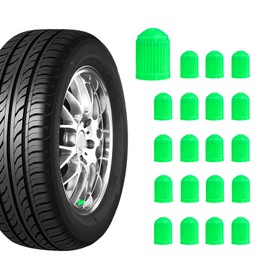 Ziciner 20 PCS Tire Valve Stem Caps, Plastic Car Tyre Valve Cap with O Rubber Seal, Dustproof Airtight Seal Wheel Stem Covers, Universal Accessories for Cars, SUVs, Bicycles,Trucks (Green)