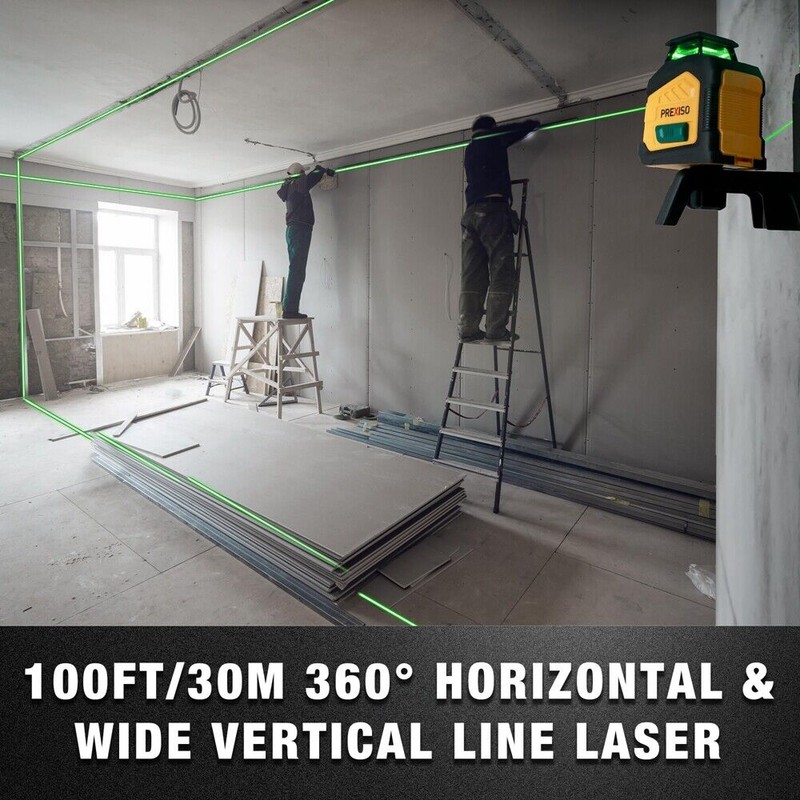 PREXISO 360 Laser Level 100Ft Dual Power Self Leveling Cross