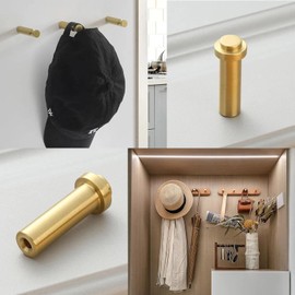 Yongst 2Pcs Wall Mounted Coat Rack | Brass Hook | Pure Copper | Kitchen Bathroom Bedroom Gold Hook | Hang Coats Towels Robes Wallets | NO.142
