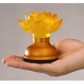 1Pair - LED Glazed Lotus Buddhist Lamp, Light offering Before Buddha, USB Rechargeable Lotus Light, Temple Decoration & Faith Supplies - 3.5 inches