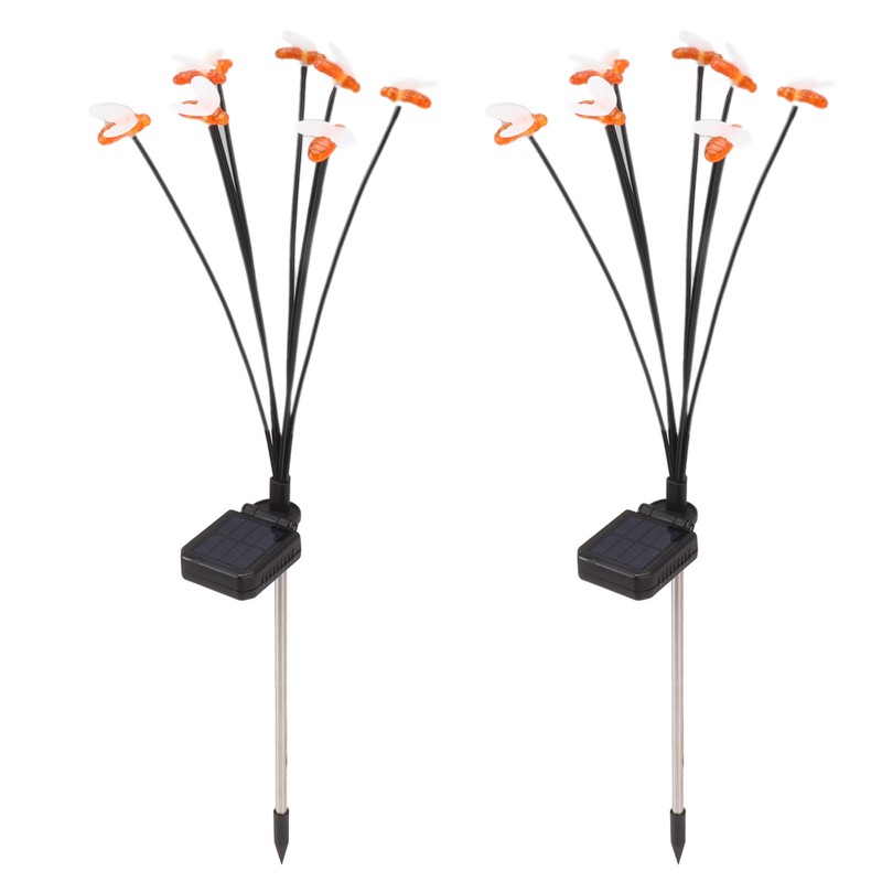 2Set Solar Bee Garden Lights IP65 Waterproof 8 LED Decorative