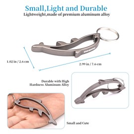 munkees Dolphin Bottle Opener Keychain 2 Pack Aluminium Key Beer Opener, Outdoor Travel Accessories Grey